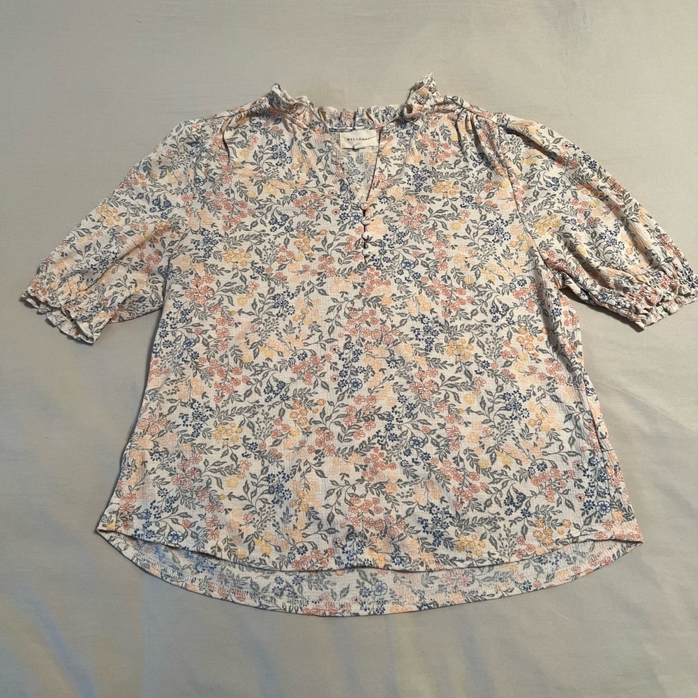Meloday Ruffled Floral Short Sleeve Top